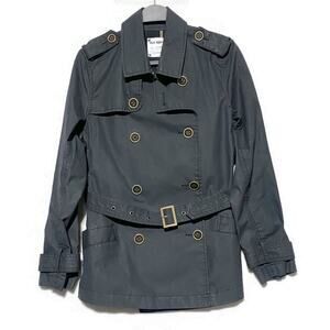 Junior's Girl's Old Navy Rain Coat Size Large Button Up Black